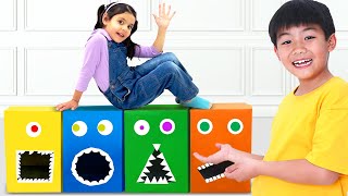 Ellie and Eric Feeding Hungry Toy Boxes: Kids Learn about Shapes and Colors