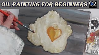 How to paint a heart-shaped fried egg | Oil Painting on canvas | Daily Challenge (valentine's day)
