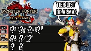 🔴 TIER LIST DE DIFICULTAD DE ARMAS DEFINITIVO MONSTER HUNTER RISE SUNBREAK