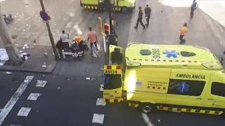 Footage shows aftermath in Las Ramblas after van ploughs into pedestrians