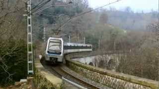 Unidades serie 200 de Euskotren en el viaducto de Orio