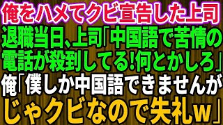 【スカッとする話】俺をハメてクビ宣告したコネ入社の無能上司「仕事もできん無能はクビだｗ」→退職当日、上司「中国語で苦情が殺到してる！何とかしろ」俺「僕しか中国語話せませんが。じゃクビなので失