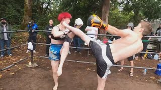 SEM REGRAS LUTA DE HOMEM VS MULHER NO MMA DE RUA