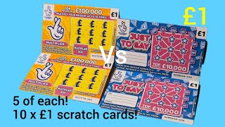 Yellow V Blue. PROFIT!! 10 x £1 scratch cards.