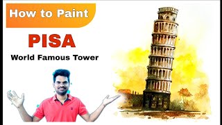 How to Paint Tower of Pisa | Pisa Watercolor Painting | Suresh Creative Art