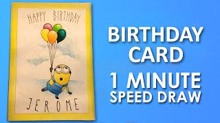 How To Draw Minion Birthday Card Step By Step Learning Video Lesson Preview