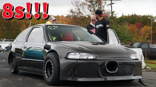 We went 8s ALL MOTOR! 13203 Track Rental with our 500hp Nitro Civic EG Hatchback!