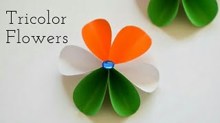 Easy Tricolor Paper Flowers | DIY Craft Ideas for Republic Day | Tricolor Craft