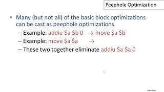 14-04: Peephole Optimization | Based on The Dragon Book