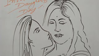 how to draw international daughters day drawing easy way || बेटी दिवस पर चित्र बनाना सीखें