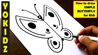How to draw SIMPLE BUTTERFLY for kids