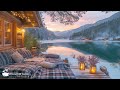 wooden villa by the lake with peaceful landscape chill jazz instrumental for working and studyi...