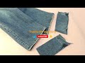 diy cut off jeans ตัดต่อขากางเกงยีนส์ง่ายๆ เอาปลายขาเก่ามาต่อ ปลายขาสวยเหมือนเดิม