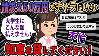 【報告者バカ】チャラに出来る知恵を貸してください！大学生の私「不倫したらババァに２５０万円請求されて困ってる..」【2ch ゆっくり解説】