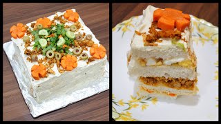 Chicken Shawarma Cake | Easy Snack Recipe in Malayalam  | Shawarma Sandwich |@ 5screations