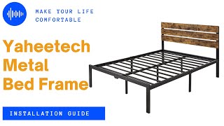 Yaheetech Metal-Wood Bed Frame (Slatted Wooden Headboard) Installation Guide #bedframe