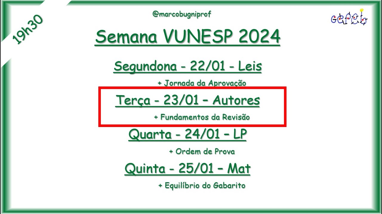 Semana VUNESP 2024 - Autores + Fundamentos Da Revisão - YouTube