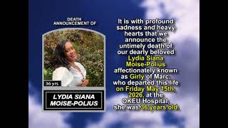 Lydia Siana Moise-Polius ~ Short Obituary