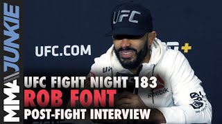 Rob Font reacts to stoppage in KO of Marlon Moraes | UFC Fight Night 183 post-fight interview