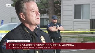 Aurora police chief provides update after officer stabbed