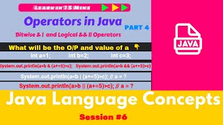 Operators in Java: Part 4| Bitwise ( | & ) , Logical ( || && ) operators | IMP Interview Q & A #Java
