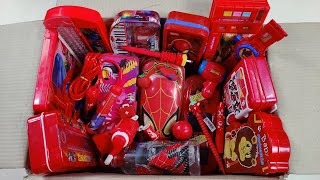 Ultimate Red Stationery Collection, Spiderman Toy, 5 Button Pencil Case, silky Cryon, Eraser, 3D Pen