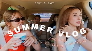 VLOG | SHOPPING + GET ICE CREAM + COOKING  with BENI & SAKI