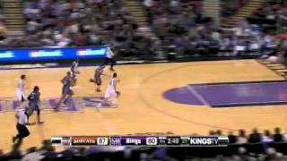 Tyreke Evans swat block to the backboard a D J  Augustin lay up vs Charlotte Bobcats