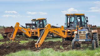 JCB vs BULL | JCB 3DX Plus and Bull SD76 Machine Challenge to Loading Mud in Tractor | Jcb wala Game