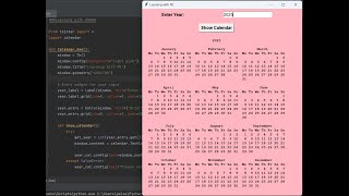 CALENDAR with Tkinter in Python | Python Projects