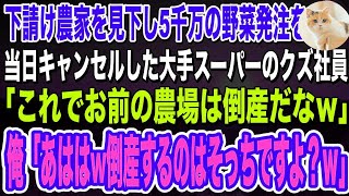 【感動】下請け農家を見下し出荷当日に5000万円分の野菜発注をキャンセルした大手スーパーのクズ社員「これでお前の農家は倒産だなｗ」→勝ち誇る取引業者に農家の底力を見せてやった結果w朗