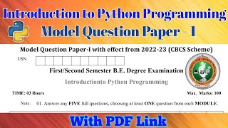 vtu Introduction to python Programming // Model question paper set 1 # vtu #python