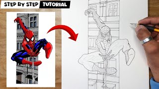 How To Draw SPIDERMAN Full Body In Action // Easy Step By Step Tutorial @AjArts03