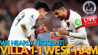 LIVE SHOW: ASTON VILLA 1-1 WEST HAM UNITED