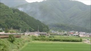 特急しなの通過　JR篠ノ井線　聖高原駅－冠着駅間