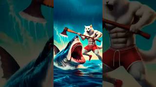 Daddy Cat Fights Shark To Save A Kitten । #cat #catlover #shark #catvideos #catshorts #shorts