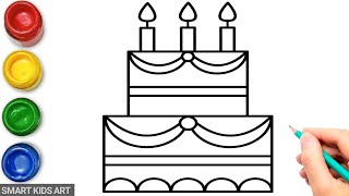 How To Draw A Birthday Cake | Birthday Cake Drawing | Smart Kids Art