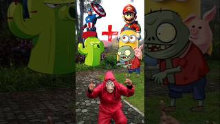 Captain America And Cactus + Super Mario, Minion And Zombie = Cartoon animation