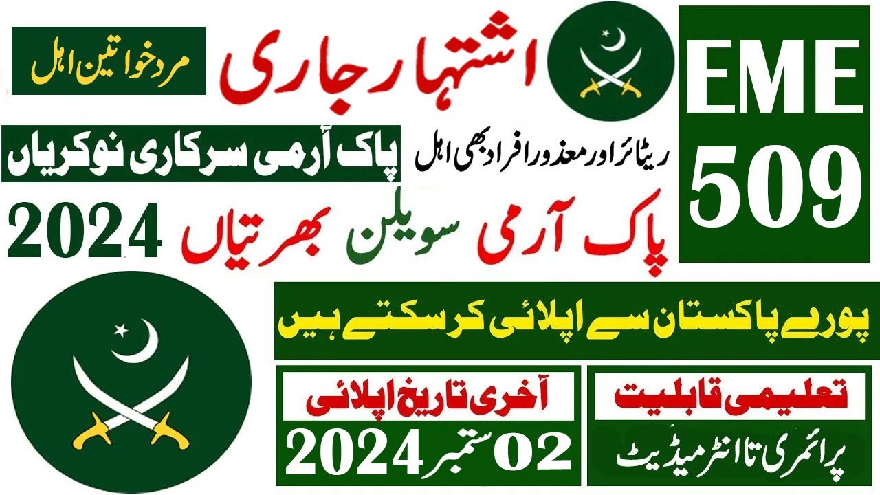 509 Electronics Base Workshop Pak Army Civilian New Jobs 2024 New
