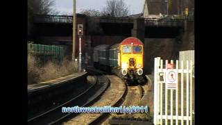 Virgin class 57305+57309 passing lawrence hill (bristol) on the 10/02/2010