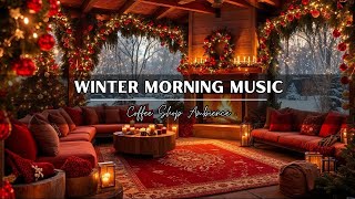 WINTER Jazz Music | Coffee Shop Ambience with Jazz Relaxing Music \u0026 Crackling Fireplace to Work