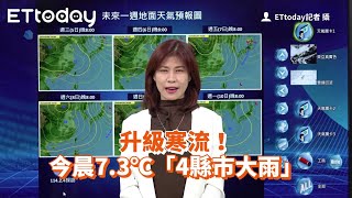 冷氣團升級寒流！今晨7.3℃「4縣市大雨」