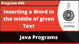 Java program to insert a word in the middle of the given text