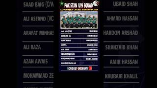 PAKISTAN U19 SQUAD FOR ICC MEN'S U19 CRICKET WORLD CUP 2024 ANNOUNCED #viral #Trending
