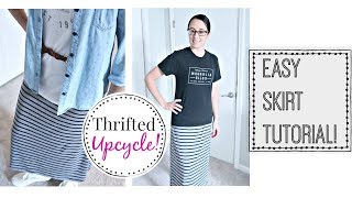 EASY! HOW TO MAKE A SKIRT | MODEST MENNONITE FASHION | THRIFTED UPCYCLE! 👜