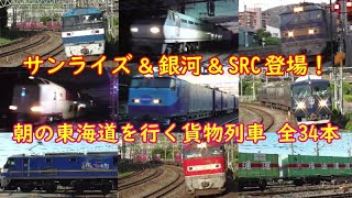 2022,7,24　早朝の東海道を駆け抜ける貨物列車34本！　サンライズ＆銀河＆スーパーレールカーゴが登場します！