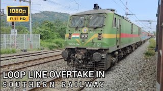 LOOP LINE OVERTAKE IN SOUTHERN RAILWAY | KOVAI EXPRESS OVERTAKES HYDERABAD KOTTAYAM SPECIAL