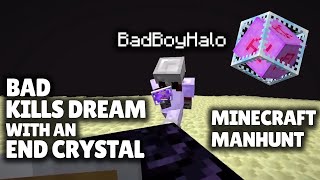 BadBoyHalo Kills Dream With an End Crystal (With Slow Motion) - Minecraft Manhunt