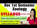 Bsc 1st semester zoology syllabus 2024-2025, bsc 1st year zoology syllabus 2024-2025, New syllabus