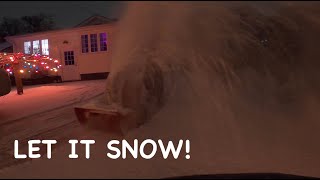 Playing in the snow with a vintage snowblower, plus Christmas lights in the snow